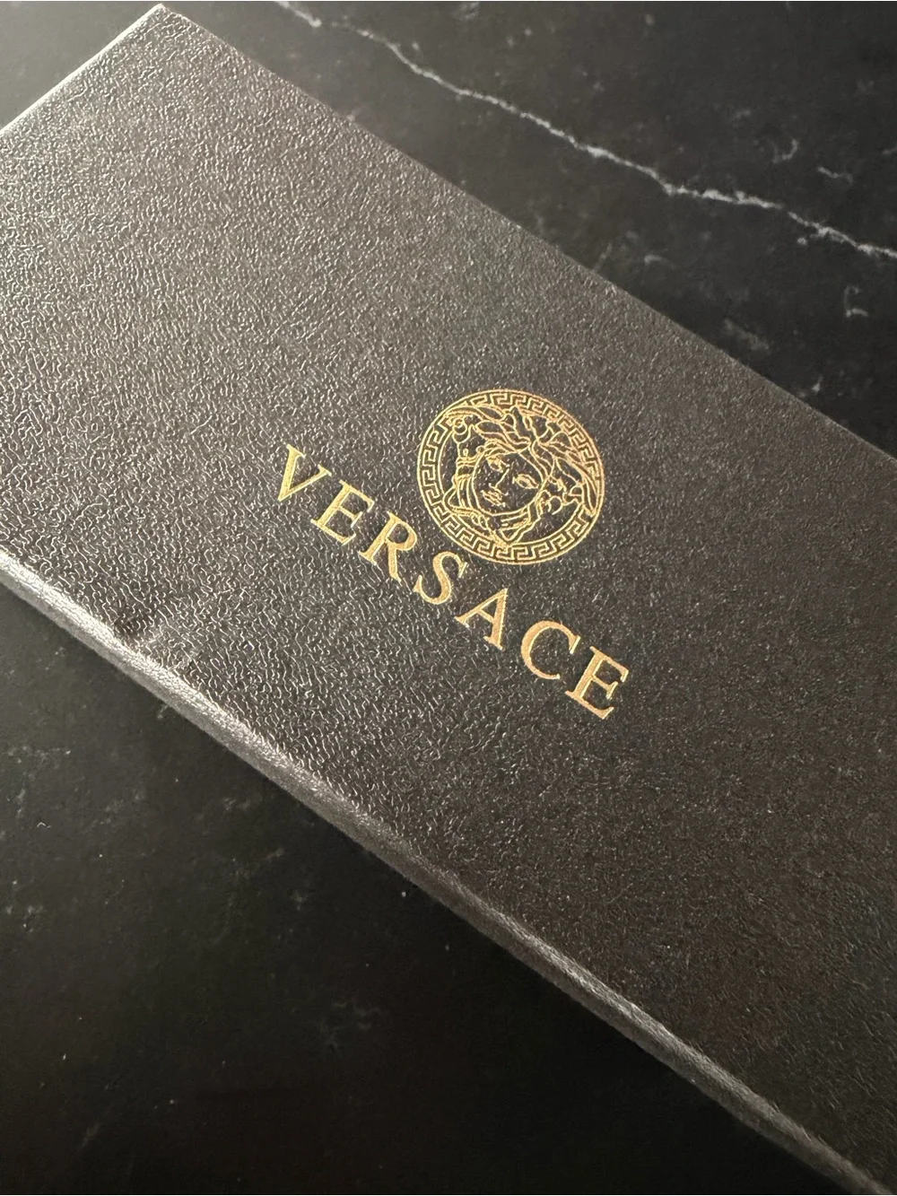 Versace Gold Metal Frame Sunglasses with Dark Brown Lenses